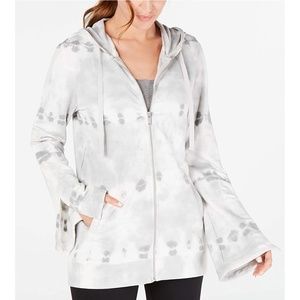 Ideology Tie-Dyed Bell Sleeve Full Zip Hoodie